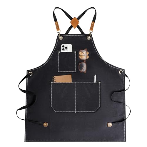 Waterproof Cotton Chef Apron with Large Pockets for Cooking and Grilling