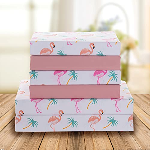 Elegant Comfort Twin Size Flamingo Microfiber Bed Sheet Set - All-Season, Ultra-Soft, Tropical Pattern