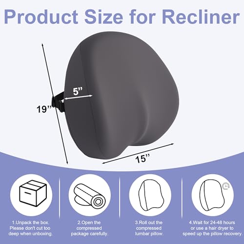 Ergonomic Lumbar Support Pillow for Recliners - Memory Foam with Cooling Cover