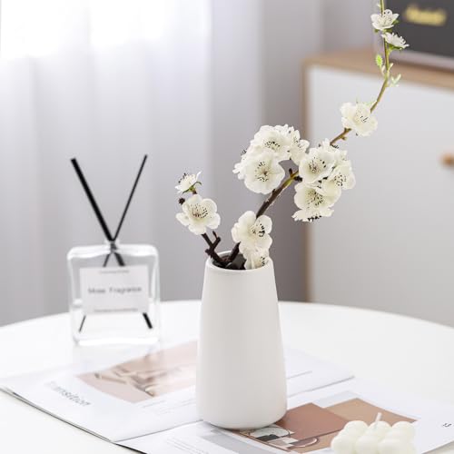 6-Inch Small White Ceramic Flower Vase for Boho Home Decor Centerpieces