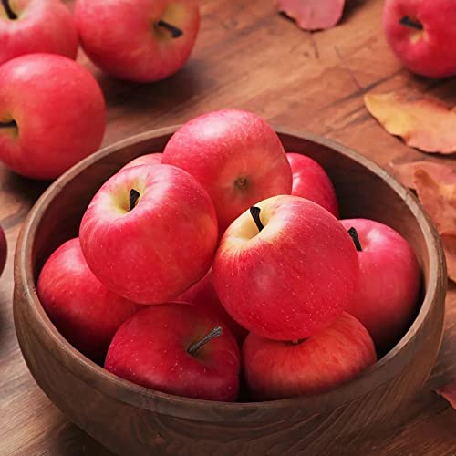 Set of 12 Realistic Artificial Red Apples for Home Decor