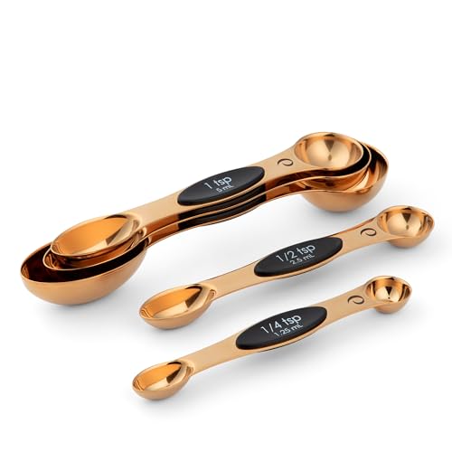 Progressive International Magnetic Measuring Spoons, Set of 5 ? Black, Easy to Store with Magnetic Design (Rose Gold)