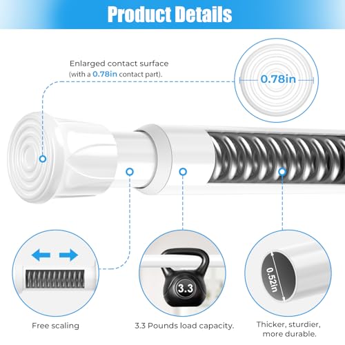 Adjustable Spring Tension Curtain Rods 28-48 Inch, White, 2-Pack