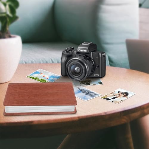 4x6 Photo Album - 112 Pocket Vegan Leather Memory Book, Vintage Brown
