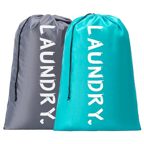 2 Pack Extra Large Laundry Bag, 24" x 36" Heavy Duty Drawstring Travel Sack