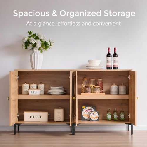 Modern 93" Fluted Arched Sideboard Buffet Cabinet with Adjustable Shelves