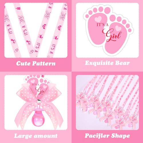 36 Pcs Baby Shower Pacifier Necklaces - Cute Footprint Party Favors (Pink)