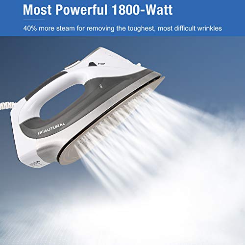 BEAUTURAL 1800W Digital Steam Iron with LCD Screen & Ceramic Soleplate