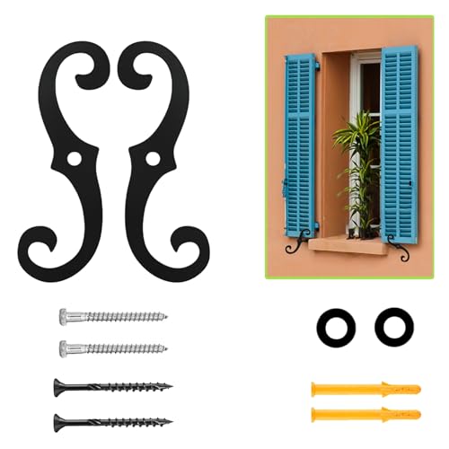 6.3-Inch S-Style Shutter Dogs, Decorative Iron Shutter Holdbacks - 2 Pack