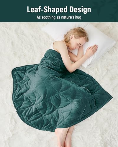 7 lb Leaf-Shaped Weighted Lap Blanket - 40" x 52" Soft Travel Throw