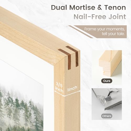 Venusmiles 24x30 Maple Frame, USA-Sourced Natural Maple Wood Picture Collage Frame