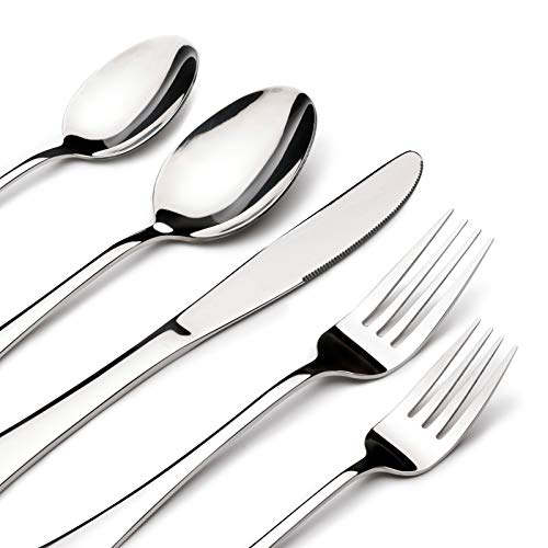 40-Piece Stainless Steel Silverware Set for 8, Modern Flatware Cutlery Set