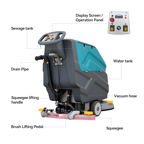 Walk-Behind Floor Scrubber with 22" Cleaning Width & 18.5-Gal Tank