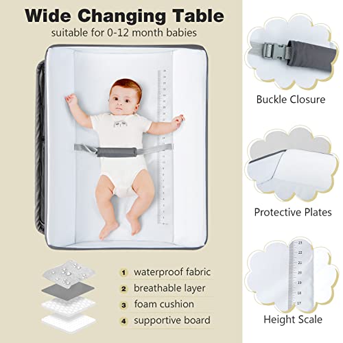 Portable Folding Baby Changing Table with Storage and Safety Belt