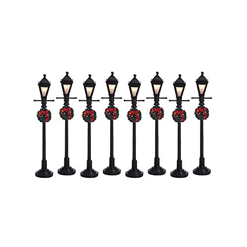 Christmas Village Gas Lantern Street Lamp Set - 8 Piece Battery Operated