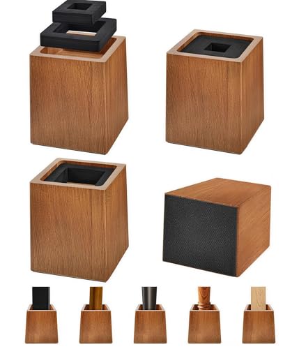 Heavy Duty Solid Wood Bed Risers 5 Inch, Non-Slip Furniture Lifts (2500 lbs)