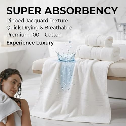 3-Piece Luxury Cotton Bath Towel Set, Ultra Soft & Absorbent Hotel Style