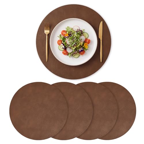 15-Inch Faux Leather Placemats - Set of 4 Waterproof Reversible Table Mats