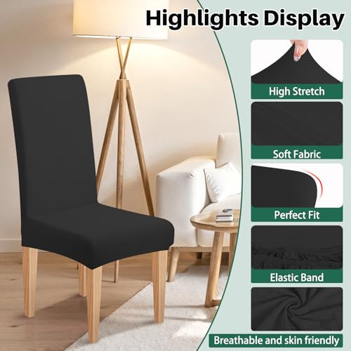 High Stretch Dining Chair Covers Set of 6, Washable & Soft