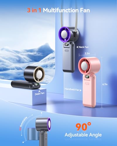Portable Handheld Fan with Ice Cooler & 199 Speeds, 5500mAh Rechargeable