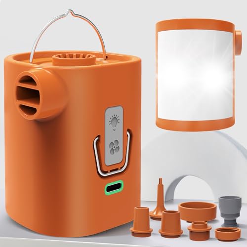 Rechargeable Mini Air Pump with Camping Light & 6 Nozzles