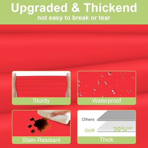 Red Disposable Plastic Tablecloth 2-Pack - 54 x 108 Inch Rectangle Cover