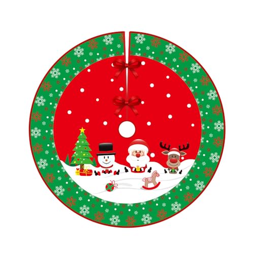 Large Christmas Tree Skirt 48 Inch with Red & Green Holiday Pattern, Easy Install & Washable