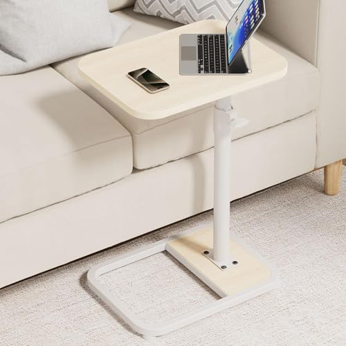 Adjustable C-Shaped Side Table with Swivel Tray for Couch and Bed
