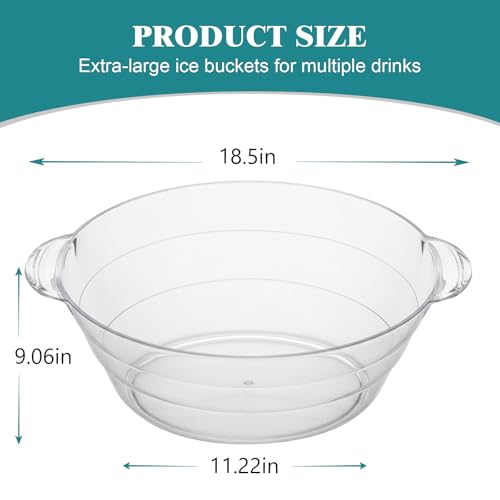 12L Clear Plastic Ice Bucket for Parties - Large Capacity, Shatterproof, Handles