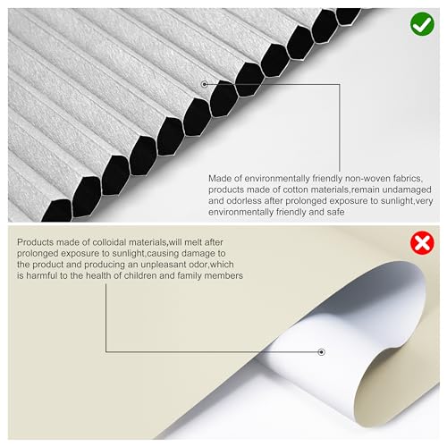 No Drill Cordless Blackout Cellular Shades - Custom Size Honeycomb Blinds