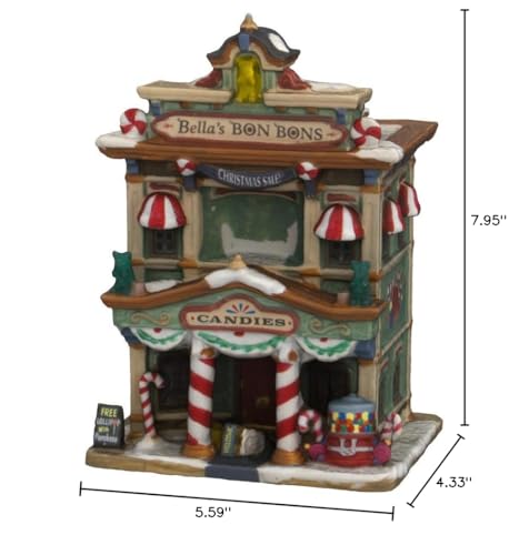 Lemax Bella's Bon Bons Lighted Village Building - Christmas Decor, Porcelain, 7.95x5.59x4.33 inches