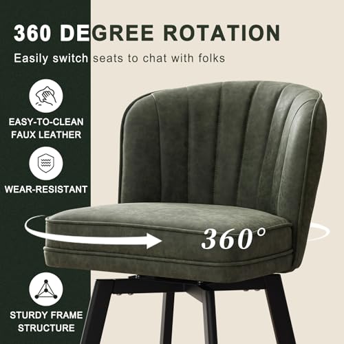 26-Inch Swivel Counter Height Bar Stools with Backs, Set of 2