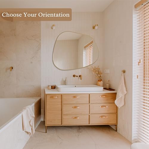 32x24 Inch Irregular Asymmetrical Gold Wall Mirror for Bathroom Vanity