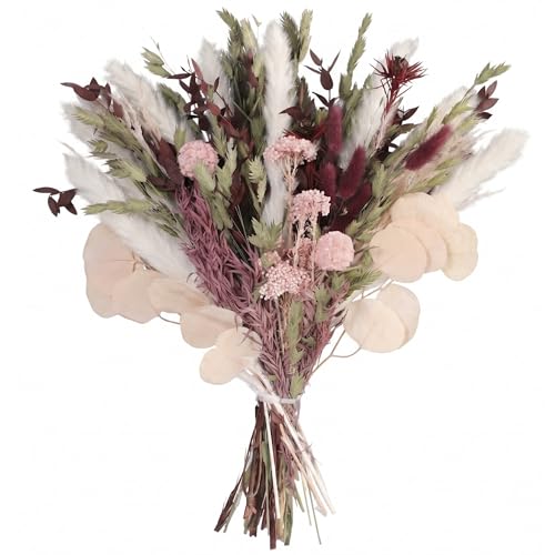 Dried Flower Bouquet, 17-Inch Boho Pampas Grass with Sage Eucalyptus