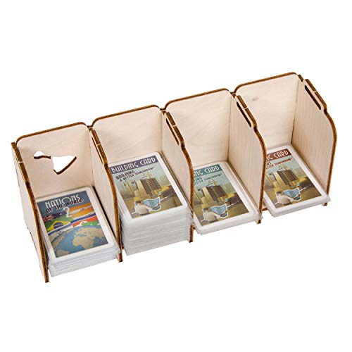 Mini Card Holder with 4 Stackable Trays for Mini-Sized Game Cards - Wooden Organizer