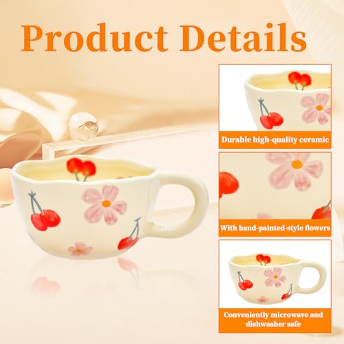 Cherry Peclek Floral Ceramic Mug 8.5oz Spring Drinkware Gift for Her