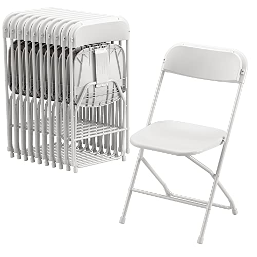 10-Pack Folding Chairs, 300lb Capacity Portable Plastic Chair with Steel Frame