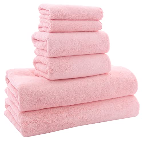MOONQUEEN Ultra Soft Microfiber Towel Set - Quick Dry Bath Towels, 6 Pcs