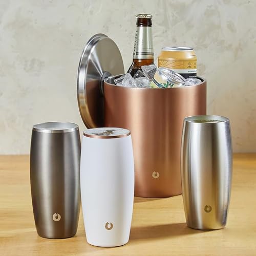 Insulated Stainless Steel Pint Glasses - 18oz Shatterproof Beer Set of 2
