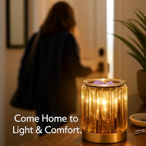 Electric Wax Melt Warmer with Golden Crystal Design, Fragrance Lamp