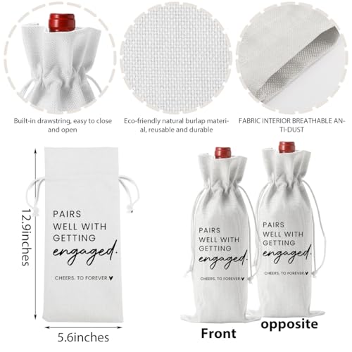 FBCCZEY Engaged Wine Bag White – Engaged Gifts, Party Decor for Couples