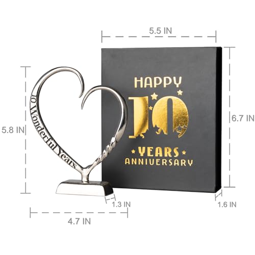 10th Wedding Anniversary Heart Keepsake - Hand Forged Tin Aluminum Decor