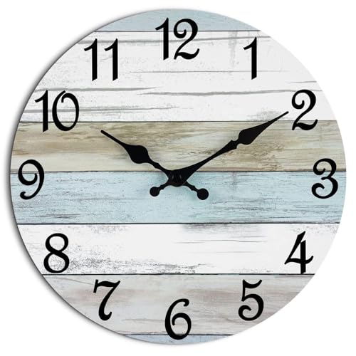 Silent Coastal Nautical Wall Clock - 8 Inch Non-Ticking Beach Decor