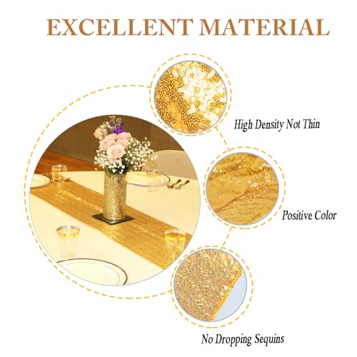 ShinyBeauty Gold Table Runner 90 Inches Long Sequin for Party Baby