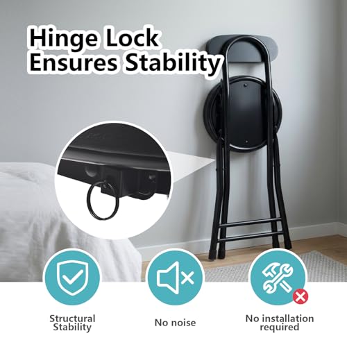 18-Inch Padded Folding Stool - Heavy Duty Portable Chair with 300lbs Capacity