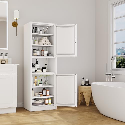 Tall Narrow Metal Storage Cabinet with 4 Adjustable Shelves, 67-Inch Pantry