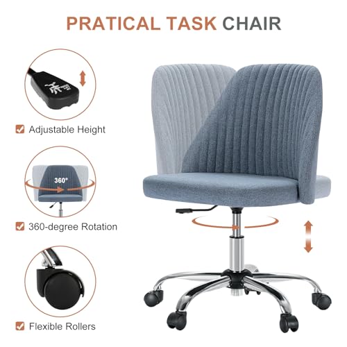 Armless Swivel Home Office Desk Chair with Rolling Wheels, Height Adjustable