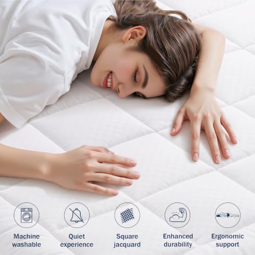 Queen Quilted Mattress Pad – Soft Cooling Topper with Deep Pocket