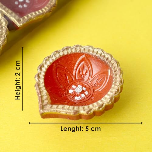 24-Piece Natural Terracotta Clay Diya Set with Shubh Labh Stickers
