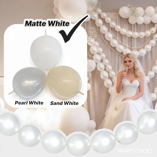 6 Inch Pearl White Linking Balloons - 100 Pack Latex Party Decorations